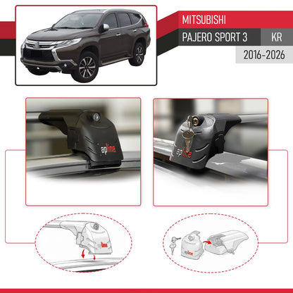 Compatible con Mitsubishi Pajero Sport 3 2016-2025 ACE-2 Barras de Techo Auto Portaequipajes Barras Transversales Gris Aluminio 2 Barras