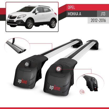 Compatible con Opel Mokka A (J13) 2012-2016 ACE-2 Barras de Techo Auto Portaequipajes Barras Transversales Gris Aluminio 2 Barras