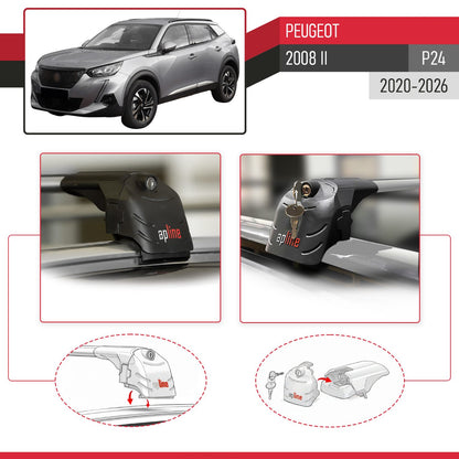 Compatible con Peugeot 2008 II (P24) 2020-2025 ACE-2 Barras de Techo Auto Portaequipajes Barras Transversales Gris Aluminio 2 Barras