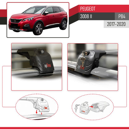 Compatible con Peugeot 3008 II (P84) Pre-Facelift 2017-2020 ACE-2 Barras de Techo Auto Portaequipajes Barras Transversales Gris Aluminio 2 Barras