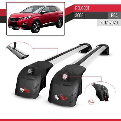 Compatible con Peugeot 3008 II (P84) Pre-Facelift 2017-2020 ACE-2 Barras de Techo Auto Portaequipajes Barras Transversales Gris Aluminio 2 Barras
