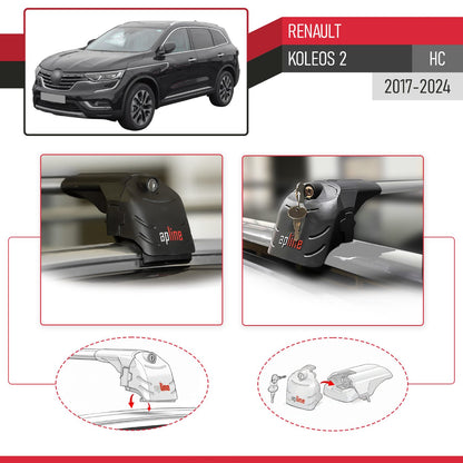 Compatible con Renault Koleos 2 (HC) 2017-2024 ACE-2 Barras de Techo Auto Portaequipajes Barras Transversales Gris Aluminio 2 Barras