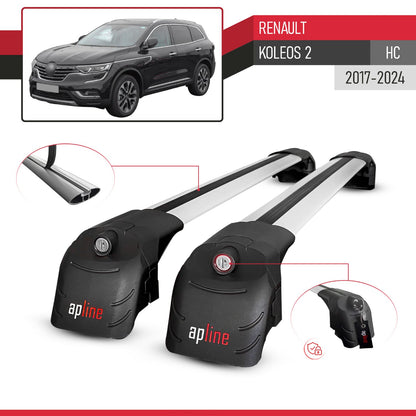 Compatible con Renault Koleos 2 (HC) 2017-2024 ACE-2 Barras de Techo Auto Portaequipajes Barras Transversales Gris Aluminio 2 Barras