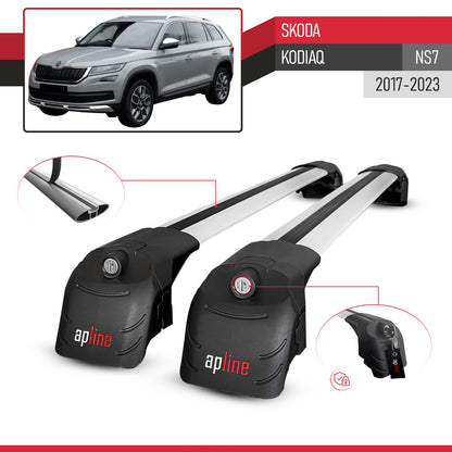 Compatible con Skoda Kodiaq 2017-2023 ACE-2 Barras de Techo Auto Portaequipajes Barras Transversales Gris Aluminio 2 Barras