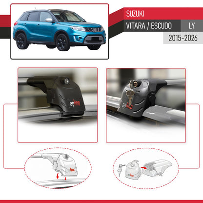 Compatible con Suzuki Vitara/Escudo (LY) 2015-2025 ACE-2 Barras de Techo Auto Portaequipajes Barras Transversales Gris Aluminio 2 Barras