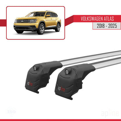 Compatible avec Volkswagen Atlas (CA1) 2018-2025 ACE-2 Barres de Toit Railing Porte-Bagages de Voiture Gris Aluminium 2 Barres