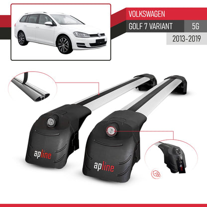 Compatible con Volkswagen Golf 7 (5G) Variant 2013-2019 ACE-2 Barras de Techo Auto Portaequipajes Barras Transversales Gris Aluminio 2 Barras