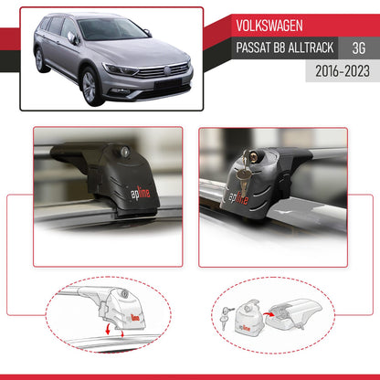 Compatible con Volkswagen Passat B8 (3G) Alltrack 2016-2023 ACE-2 Barras de Techo Auto Portaequipajes Barras Transversales Gris Aluminio 2 Barras