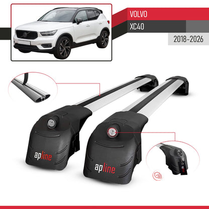 Compatible con Volvo XC40 2018-2025 ACE-2 Barras de Techo Auto Portaequipajes Barras Transversales Gris Aluminio 2 Barras