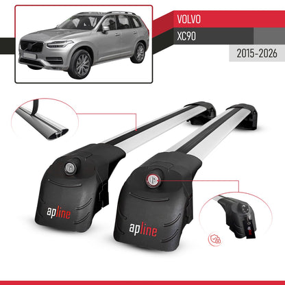 Compatible con Volvo XC90 II 2015-2025 ACE-2 Barras de Techo Auto Portaequipajes Barras Transversales Gris Aluminio 2 Barras