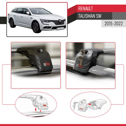 Compatible con Renault Talisman Familiar 2015-2022 ACE-2 Barras de Techo Auto Portaequipajes Barras Transversales Gris Aluminio 2 Barras