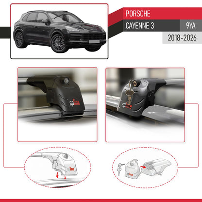 Compatible con Porsche Cayenne 3 (9YA) 2018-2025 ACE-2 Barras de Techo Auto Portaequipajes Barras Transversales Gris Aluminio 2 Barras