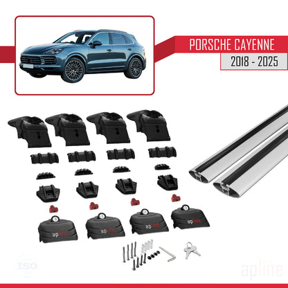 Compatible with Porsche Cayenne 3 (9YA) 2018-2025 ACE-2 Car Roof Rack Cross Bar Grey Aluminium 2 Bars