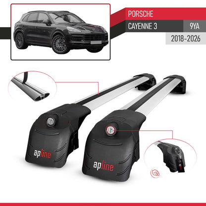 Compatible con Porsche Cayenne 3 (9YA) 2018-2025 ACE-2 Barras de Techo Auto Portaequipajes Barras Transversales Gris Aluminio 2 Barras