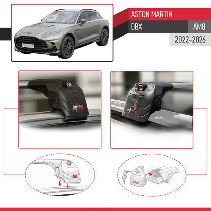 Compatible con Aston Martin (DBX707) 2022-2025 ACE-2 Barras de Techo Auto Portaequipajes Barras Transversales Gris Aluminio 2 Barras