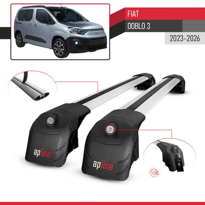 Compatible con Fiat Doblo 3 2023-2025 ACE-2 Barras de Techo Auto Portaequipajes Barras Transversales Gris Aluminio 2 Barras