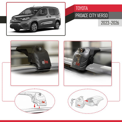 Compatible con Toyota Proace City Verso 2023-2025 ACE-2 Barras de Techo Auto Portaequipajes Barras Transversales Gris Aluminio 2 Barras