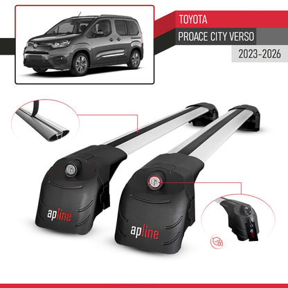 Compatible con Toyota Proace City Verso 2023-2025 ACE-2 Barras de Techo Auto Portaequipajes Barras Transversales Gris Aluminio 2 Barras