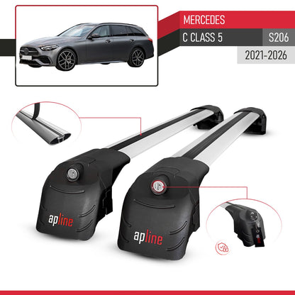Compatible con Mercedes Clase C 5 (S206) 2022-2025 ACE-2 Barras de Techo Auto Portaequipajes Barras Transversales Gris Aluminio 2 Barras