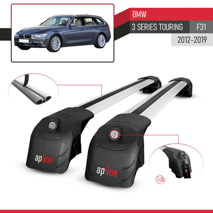 Compatible con BMW Serie 3 (F31) Touring 2012-2019 ACE-2 Barras de Techo Auto Portaequipajes Barras Transversales Gris Aluminio 2 Barras
