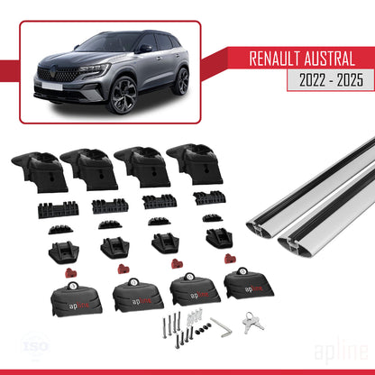 Compatible avec Renault Austral (RHN) 2022-2025 ACE-2 Barres de Toit Railing Porte-Bagages de Voiture Gris Aluminium 2 Barres