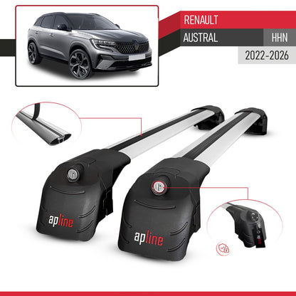 Compatible con Renault Austral (RHN) 2022-2025 ACE-2 Barras de Techo Auto Portaequipajes Barras Transversales Gris Aluminio 2 Barras