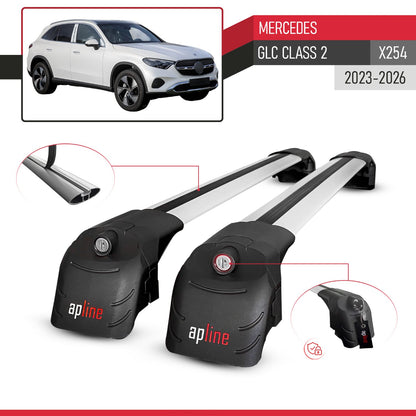 Compatible con Mercedes Clase GLC 2 (X254) 2023-2025 ACE-2 Barras de Techo Auto Portaequipajes Barras Transversales Gris Aluminio 2 Barras
