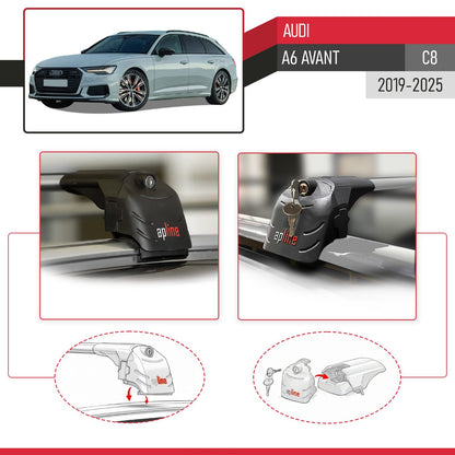 Compatible con A6 (C8) Avant 2019-2025 ACE-2 Barras de Techo Auto Portaequipajes Barras Transversales Gris Aluminio 2 Barras