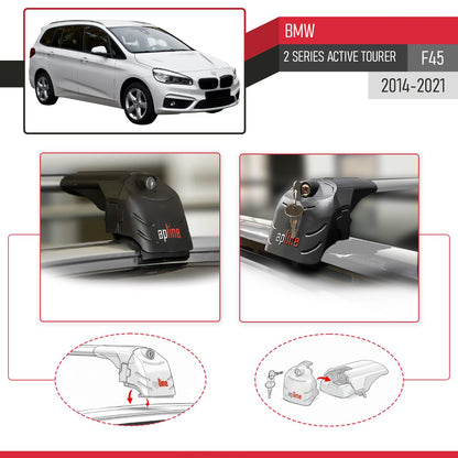 Compatible con BMW Serie 2 (F45) Active Tourer 2014-2021 ACE-2 Barras de Techo Auto Portaequipajes Barras Transversales Gris Aluminio 2 Barras