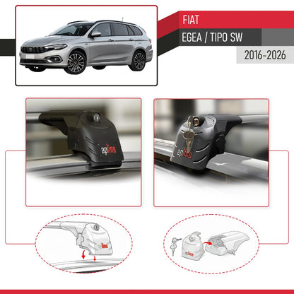 Compatible con Fiat Egea Familiar 2016-2025 ACE-2 Barras de Techo Auto Portaequipajes Barras Transversales Gris Aluminio 2 Barras