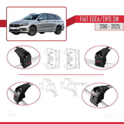Compatibile con Fiat Egea Station Wagon 2016-2025 ACE-2 Barre Portatutto Portapacchi Auto Alluminio Grigio 2 Barre