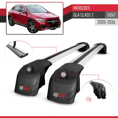 Compatible con Mercedes Clase GLA 2 (H247) 2020-2025 ACE-2 Barras de Techo Auto Portaequipajes Barras Transversales Gris Aluminio 2 Barras