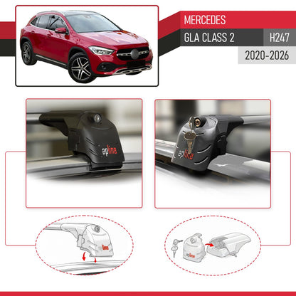 Compatible con Mercedes Clase GLA 2 (H247) 2020-2025 ACE-2 Barras de Techo Auto Portaequipajes Barras Transversales Gris Aluminio 2 Barras
