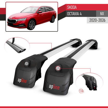 Compatible con Skoda Octavia 4 (NX) 2020-2025 ACE-2 Barras de Techo Auto Portaequipajes Barras Transversales Gris Aluminio 2 Barras