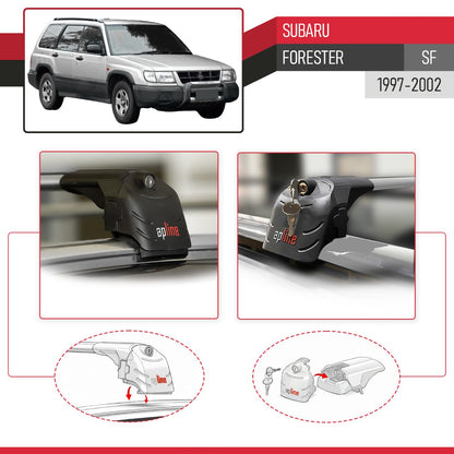 Compatible con Subaru Forester (SF) 1997-2002 ACE-2 Barras de Techo Auto Portaequipajes Barras Transversales Gris Aluminio 2 Barras