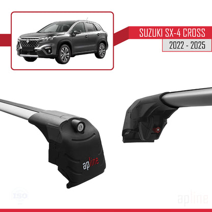 Compatible avec Suzuki SX4 S-Cross 4 (JY) 2022-2025 ACE-2 Barres de Toit Railing Porte-Bagages de Voiture Gris Aluminium 2 Barres