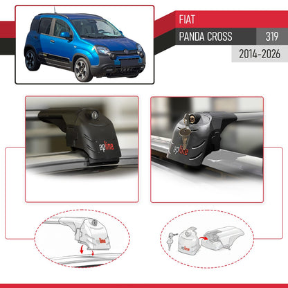Compatible con Fiat Panda Cross 2014-2025 ACE-2 Barras de Techo Auto Portaequipajes Barras Transversales Gris Aluminio 2 Barras