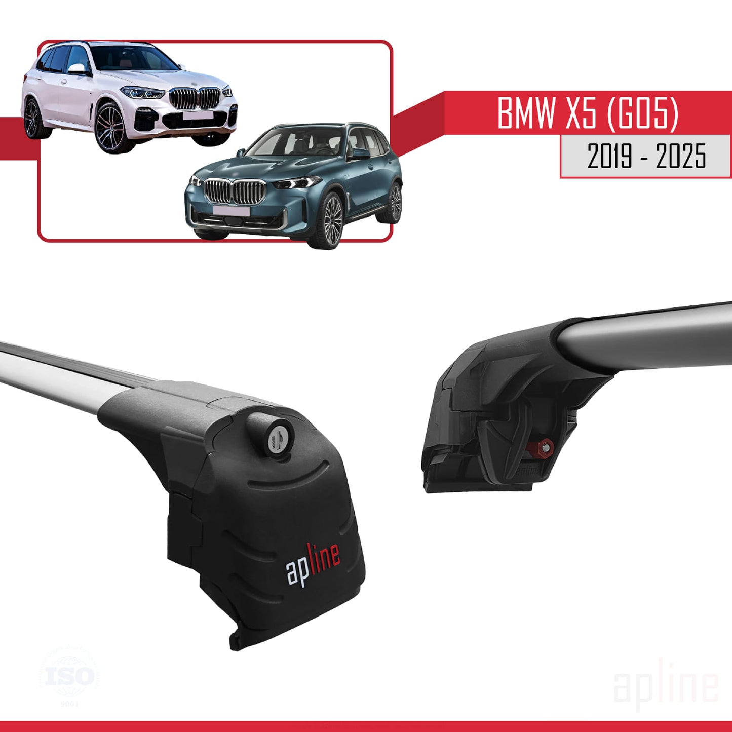 Compatibile con BMW X5 (G05) 2019-2025 ACE-2 Barre portatutto per auto Portapacchi in alluminio grigio 2 barre