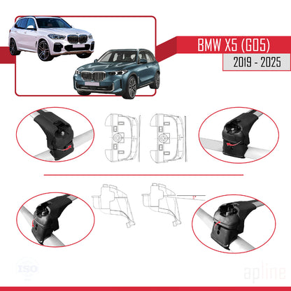 Compatibile con BMW X5 (G05) 2019-2025 ACE-2 Barre portatutto per auto Portapacchi in alluminio grigio 2 barre