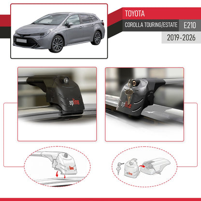 Compatible con Toyota Corolla Touring (E210) 2019-2025 ACE-2 Barras de Techo Auto Portaequipajes Barras Transversales Gris Aluminio 2 Barras