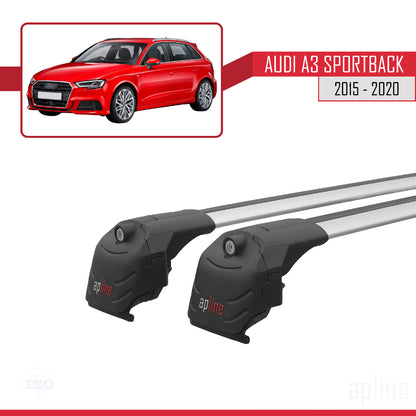 Compatible avec Audi A3 Sportback 2015-2020 ACE-2 Barres de Toit Railing Porte-Bagages de Voiture Gris Aluminium 2 Barres