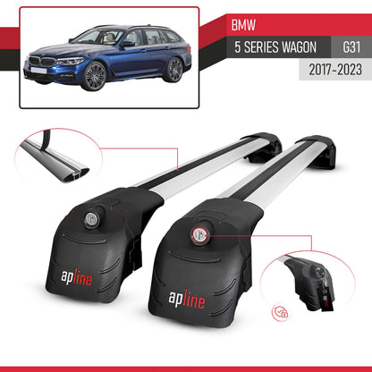 Compatible con BMW 5 Series G31 Wagon 2017-2023 ACE-2 Barras de Techo Auto Portaequipajes Barras Transversales Gris Aluminio 2 Barras