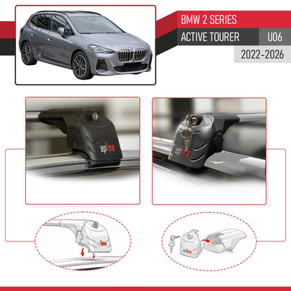 Compatible con BMW 2 Series Active Tourer 2022-2024 ACE-2 Barras de Techo Auto Portaequipajes Barras Transversales Gris Aluminio 2 Barras