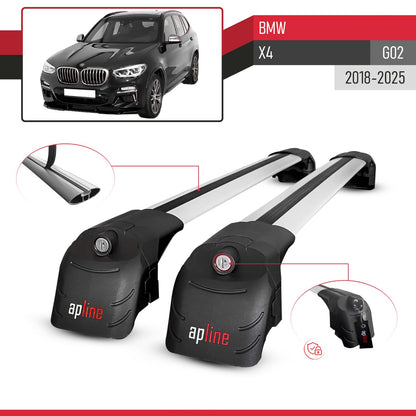 Compatible con BMW X4 (G02) 2018-2023 ACE-2 Barras de Techo Auto Portaequipajes Barras Transversales Gris Aluminio 2 Barras