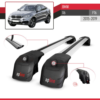 Compatible con BMW X6 (F16) 2015-2019 ACE-2 Barras de Techo Auto Portaequipajes Barras Transversales Gris Aluminio 2 Barras