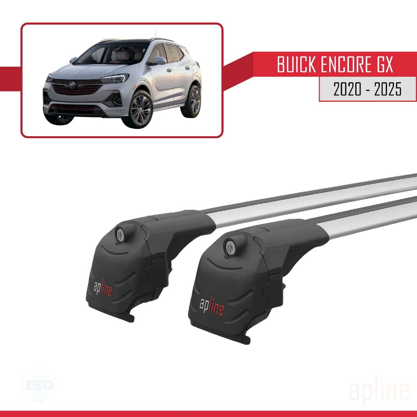 Kompatibel mit Buick Encore GX 2020-2025 ACE-2 Dachreling Gepäckträger Graues Aluminium 2 Stangen