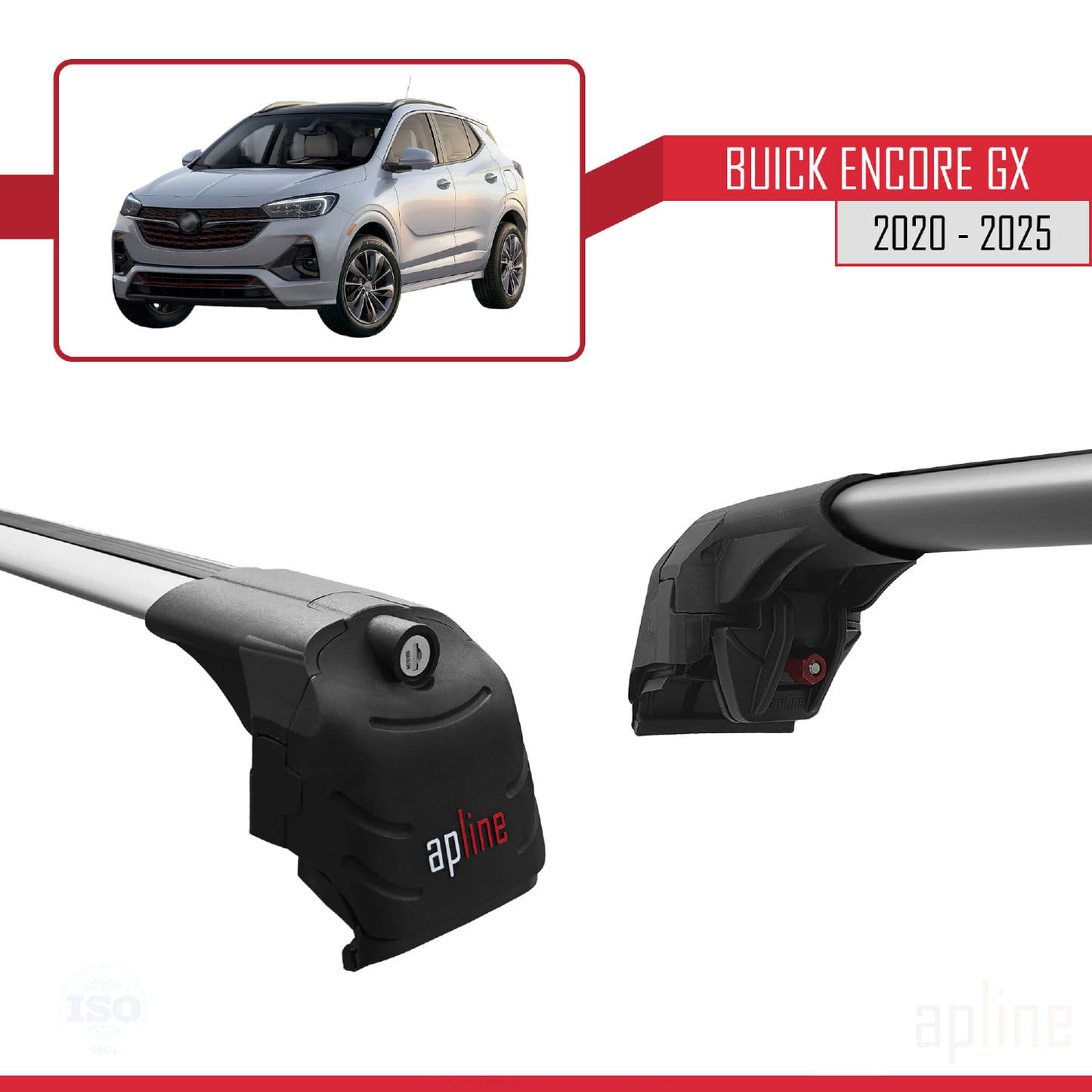 Kompatibel mit Buick Encore GX 2020-2025 ACE-2 Dachreling Gepäckträger Graues Aluminium 2 Stangen