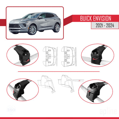 Compatibile con Buick Envision 2021-2024 ACE-2 Barre portatutto per auto in alluminio grigio 2 barre
