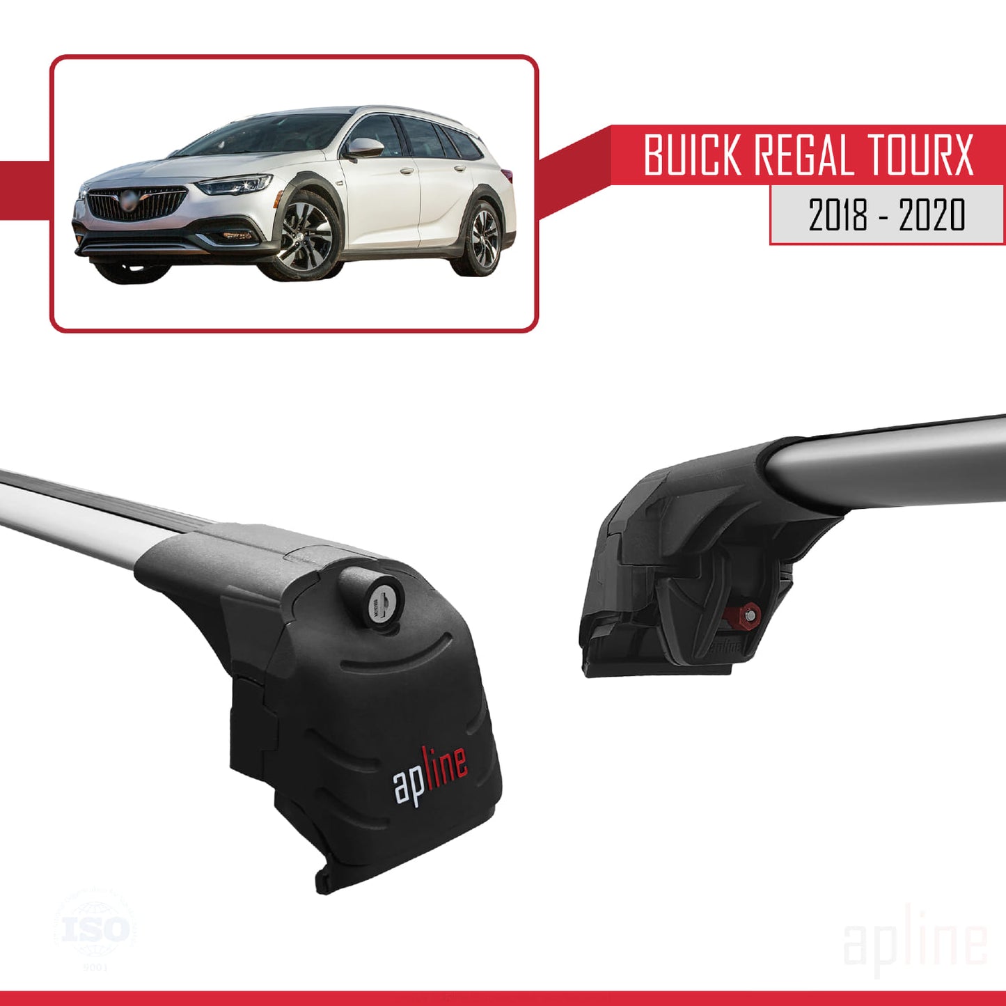 Compatibile con Buick Regal TourX 2018-2020 ACE-2 Barre portatutto per auto Portapacchi in alluminio grigio 2 barre