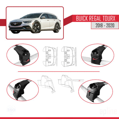Compatibile con Buick Regal TourX 2018-2020 ACE-2 Barre portatutto per auto Portapacchi in alluminio grigio 2 barre